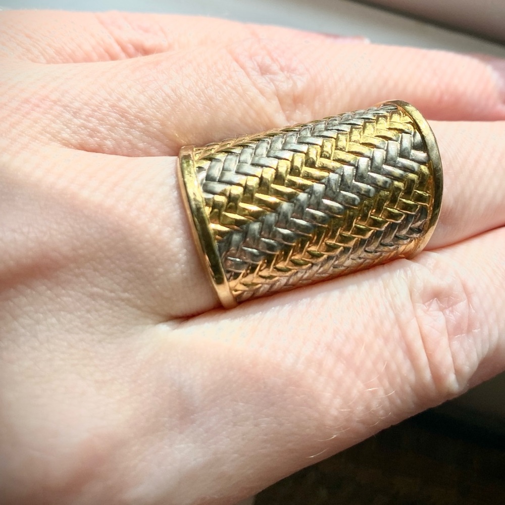 Elegant Gold and Silver Woven Ring
